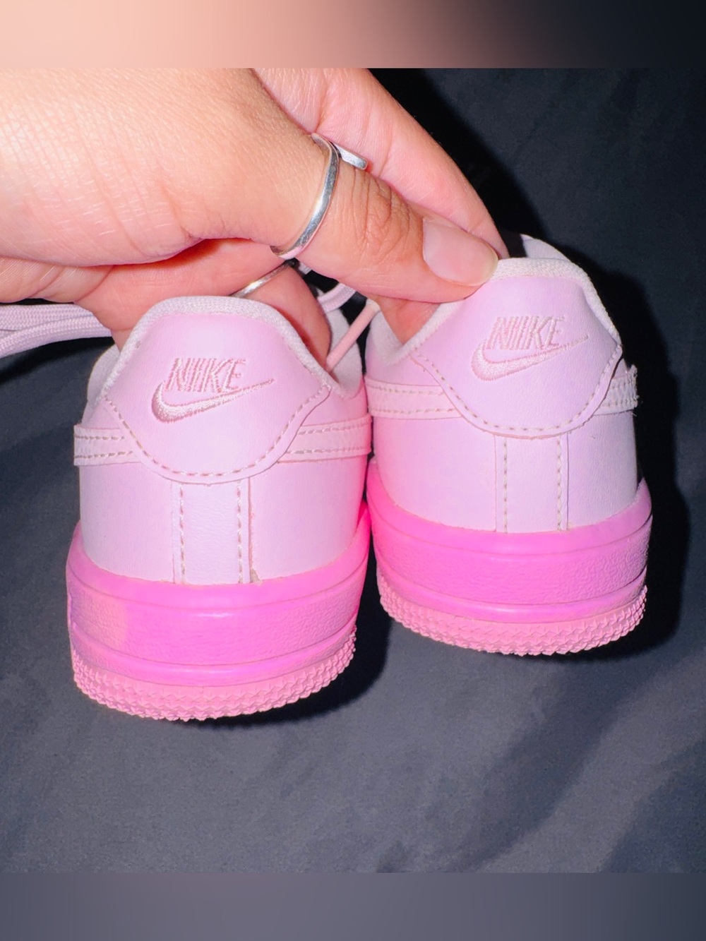 Nike Girls Air Force Pink On Pink Low-Top Lace Up Sneakers - Picture 3 of 4